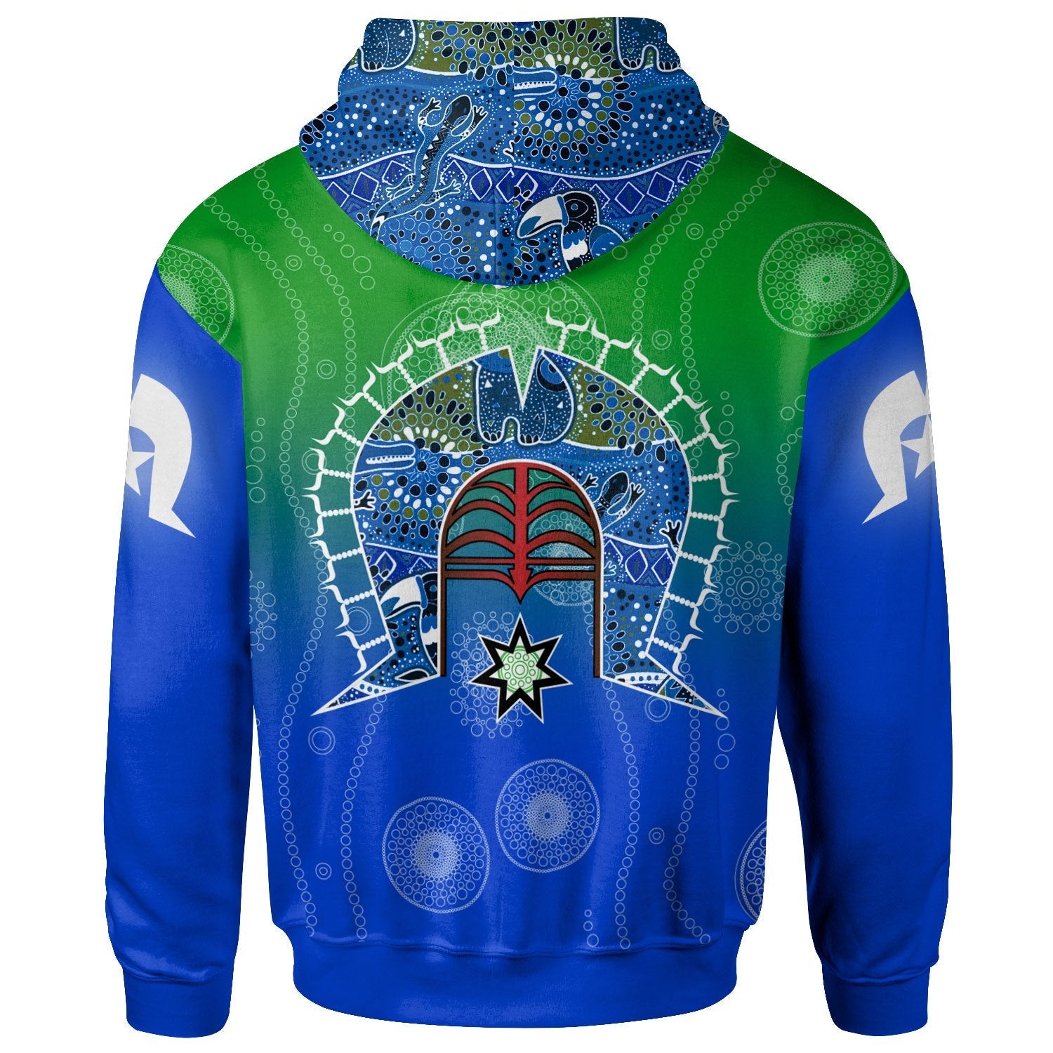 Personalised Hoodie - Torres Strait Symbol With Aboriginal Patterns
