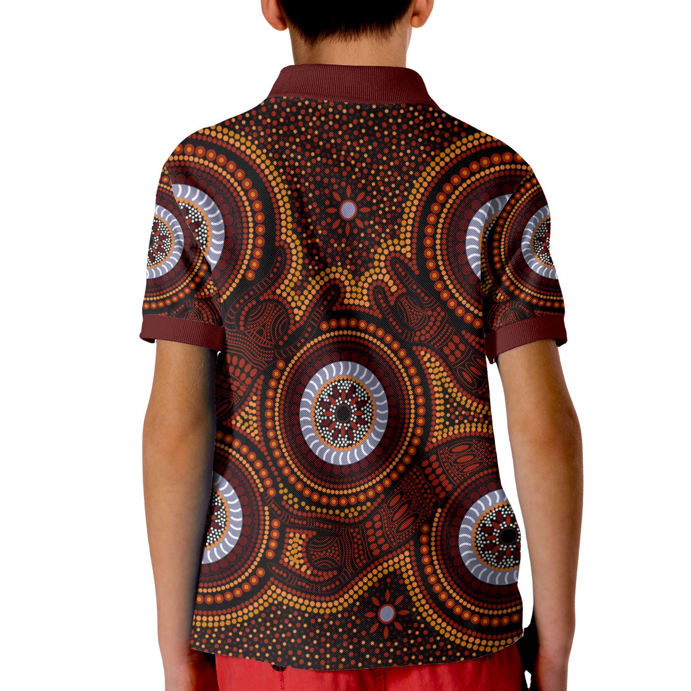 Aboriginal Polo - Aboriginal Human Dot Painting Art Kid Polo Shirt