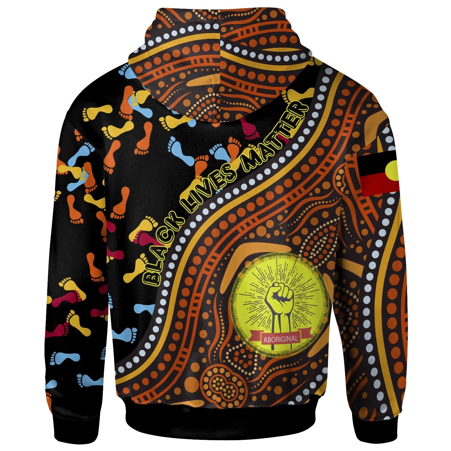 (Custom) Zip Hoodie - Aboriginal Style & Flag, Black Live Matter