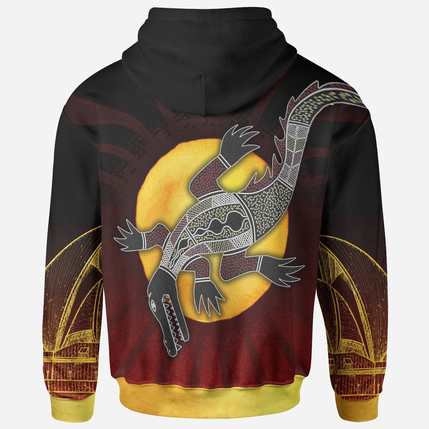 Zip Hoodie - Aboriginal Crocodile with the Sydney Opera House