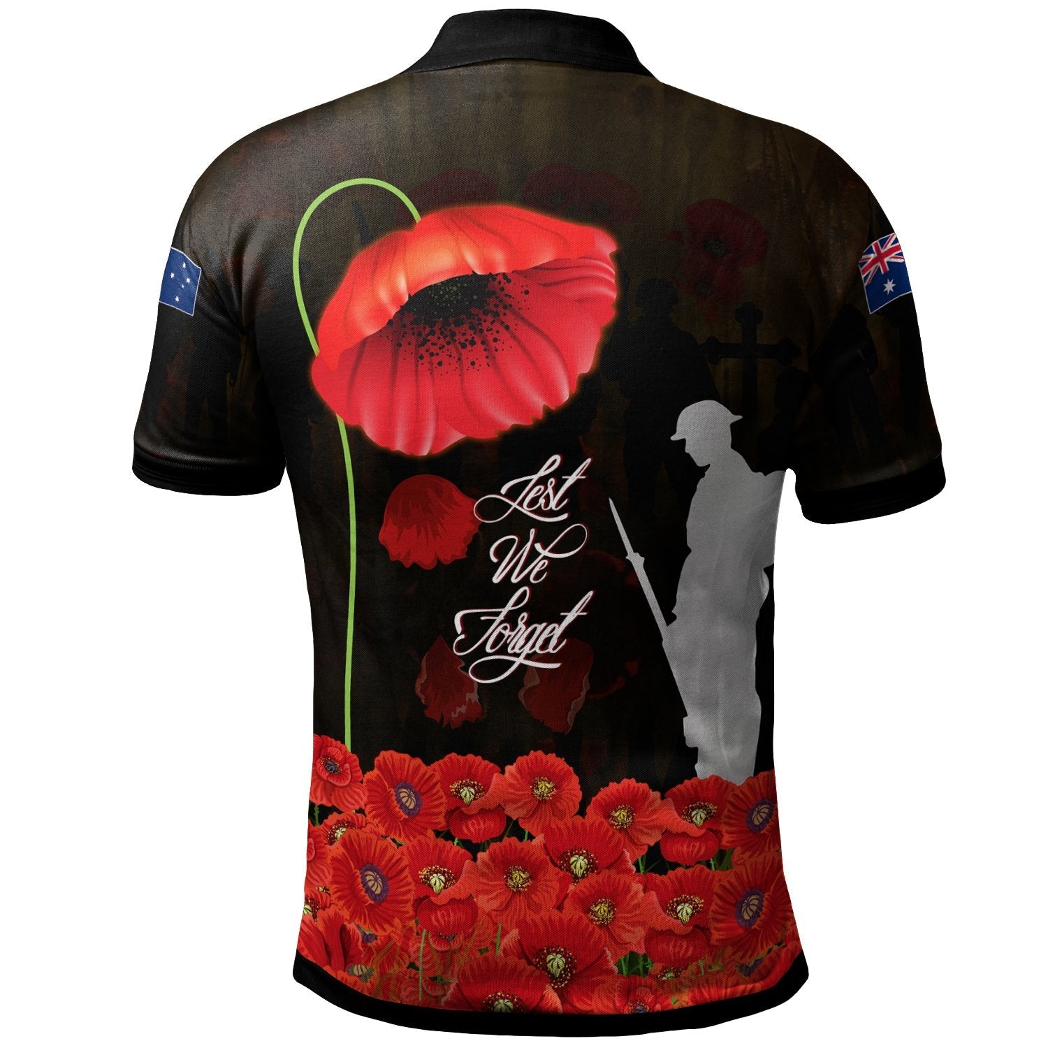 Anzac Polo - Remembrance Poppy Flowers Polo Shirt