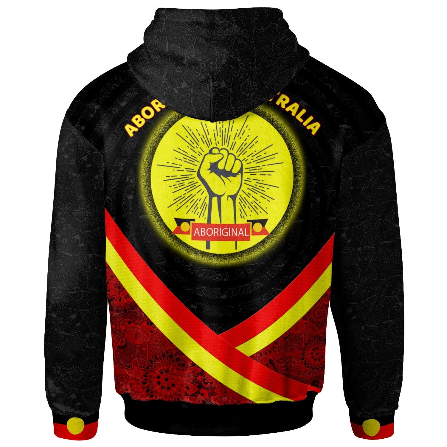 (Custom) Zip Hoodie - Aboriginal Flag And Animals Pattern