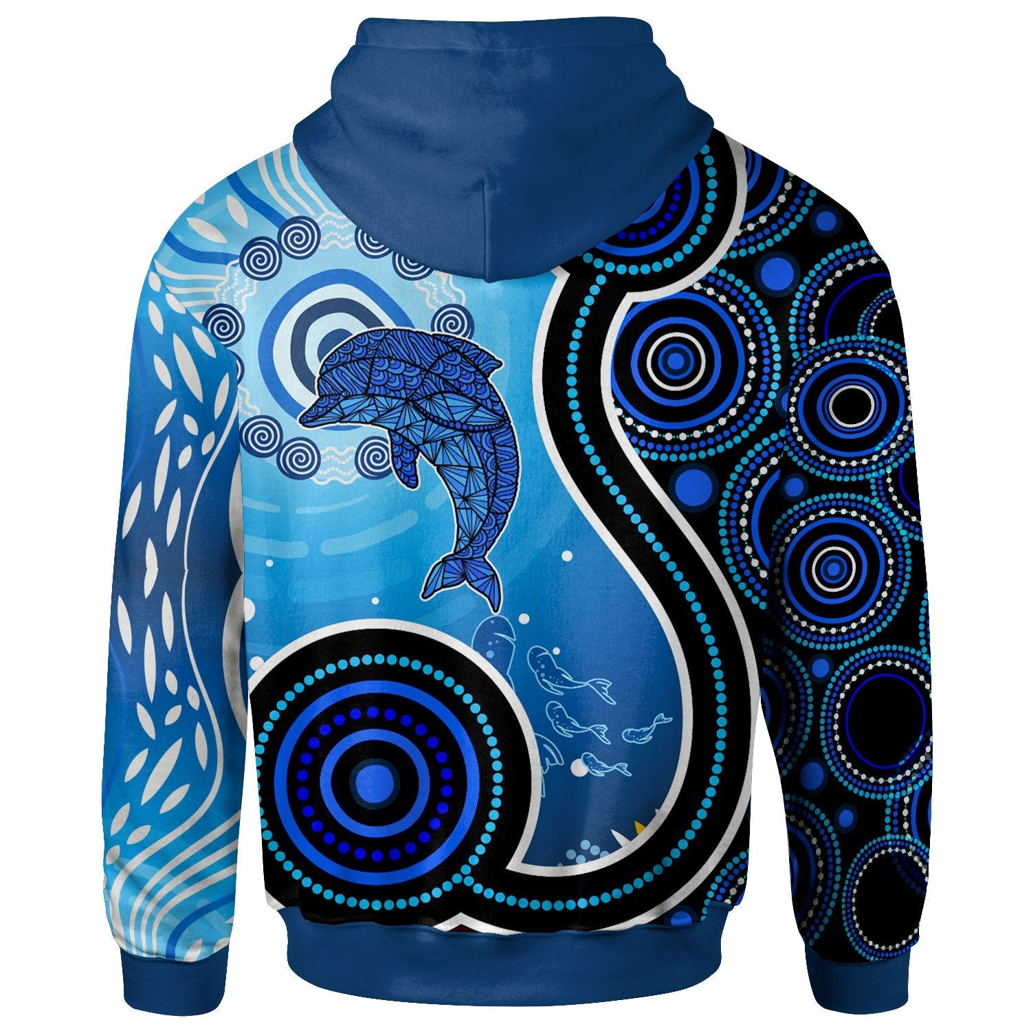 Aboriginal Zip Hoodie - Dolphin And Aboriginal Dot Patterns