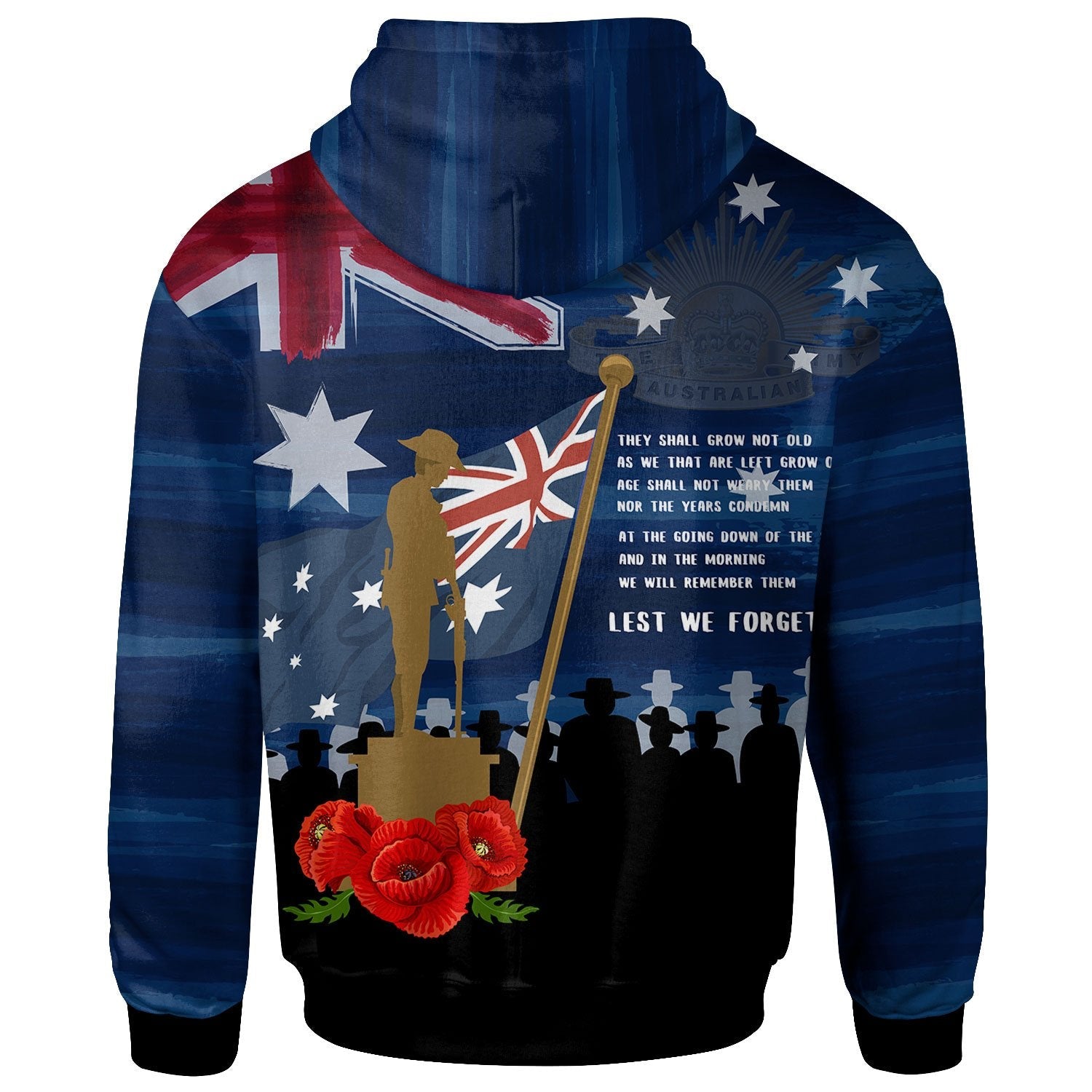 Anzac Zip Hoodie - Always Remember Australian Anzac Day