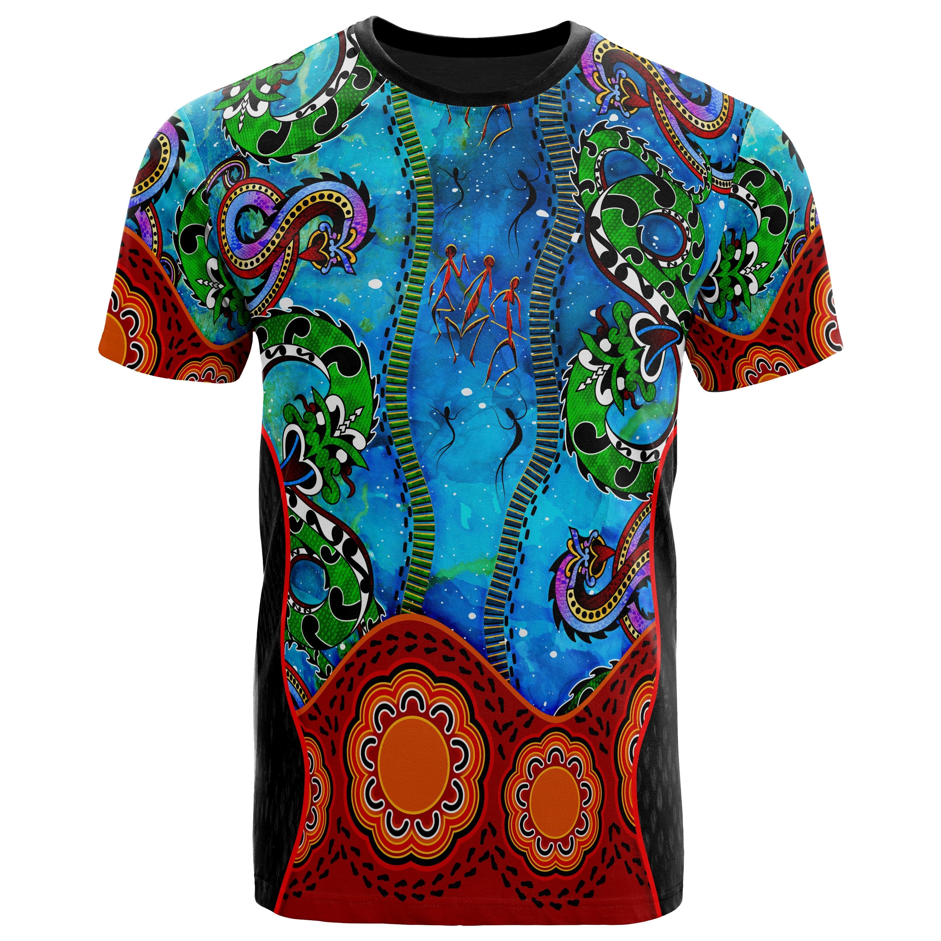 Aboriginal TShirt - Aussie Indigenous Patterns Blue