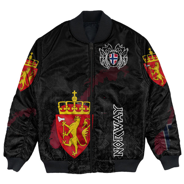 Custom Viking Bomber Jacket Norway Flag and Map style Viking Geri & Freki