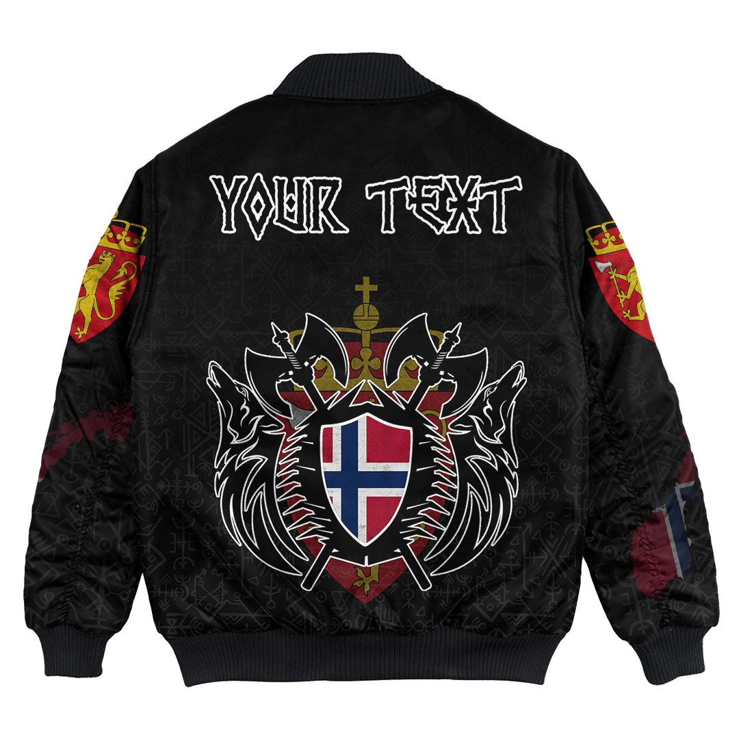 Custom Viking Bomber Jacket Norway Flag and Map style Viking Geri & Freki