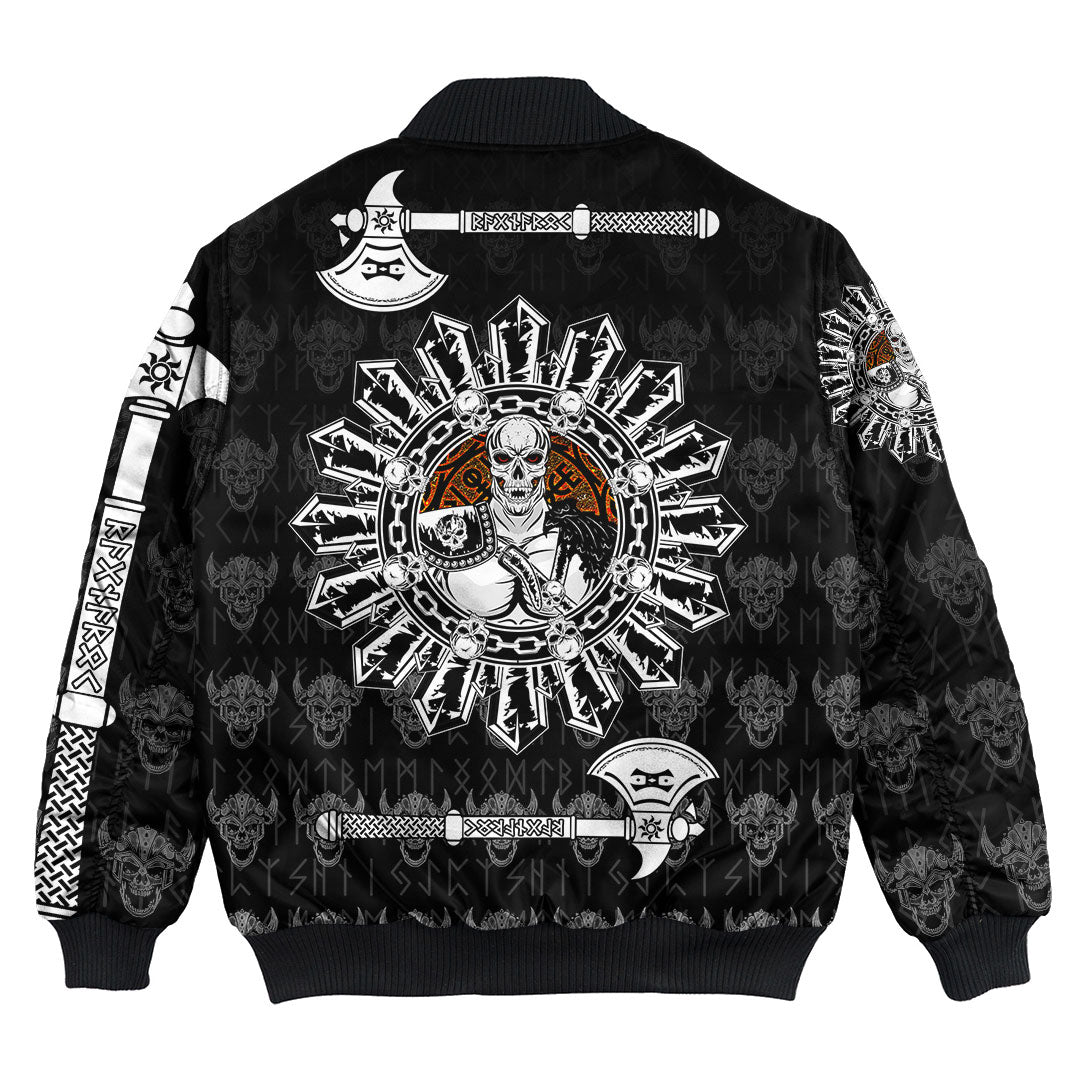 Custom Viking Bomber Jacket Skull Warrior Dead Hero with Hammer