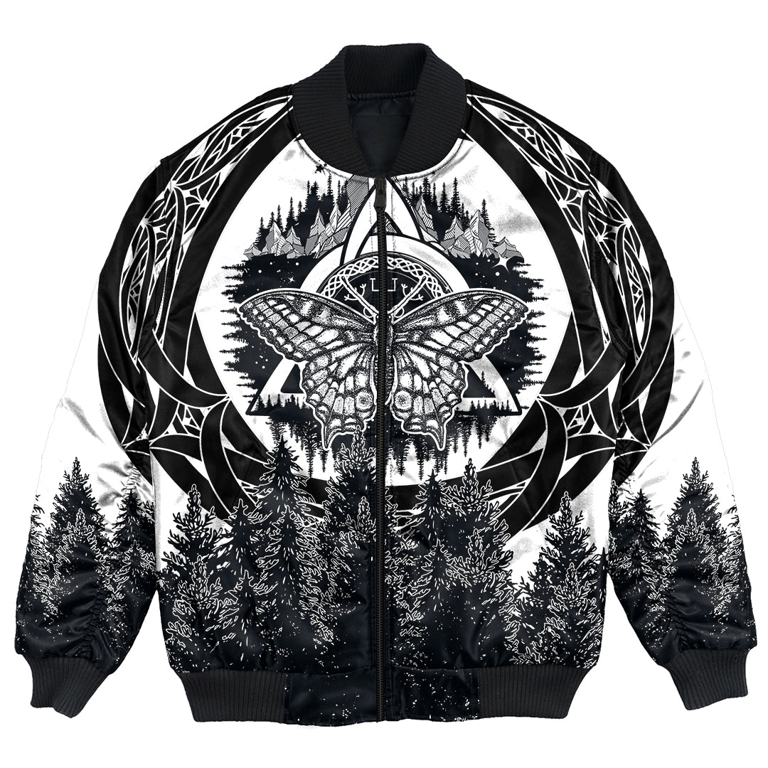 Viking Bomber Jacket Butterfly Style Celtic Of Pine Forest