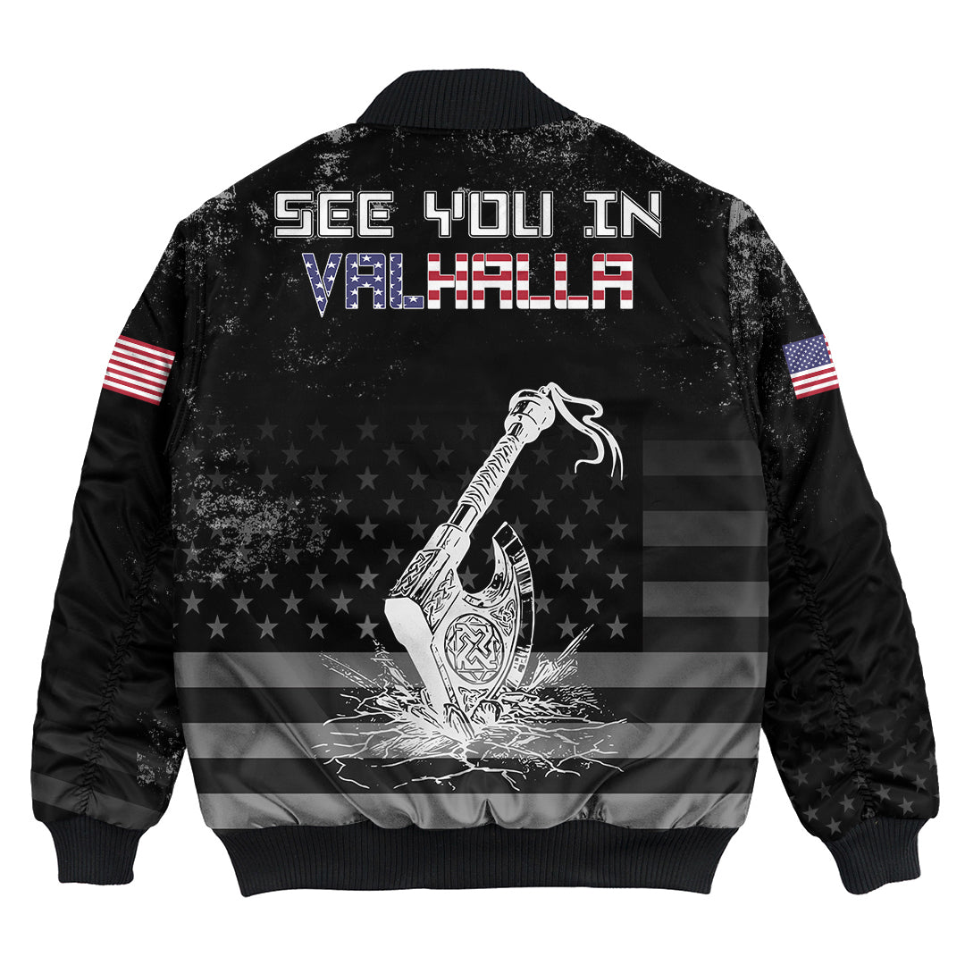 Viking Bomber Jacket American Viking “See You In Valhalla”