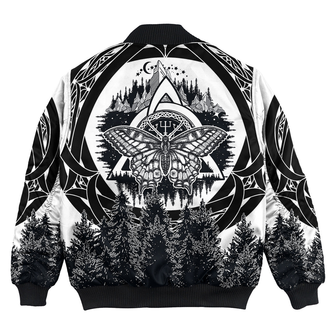 Viking Bomber Jacket Butterfly Style Celtic Of Pine Forest