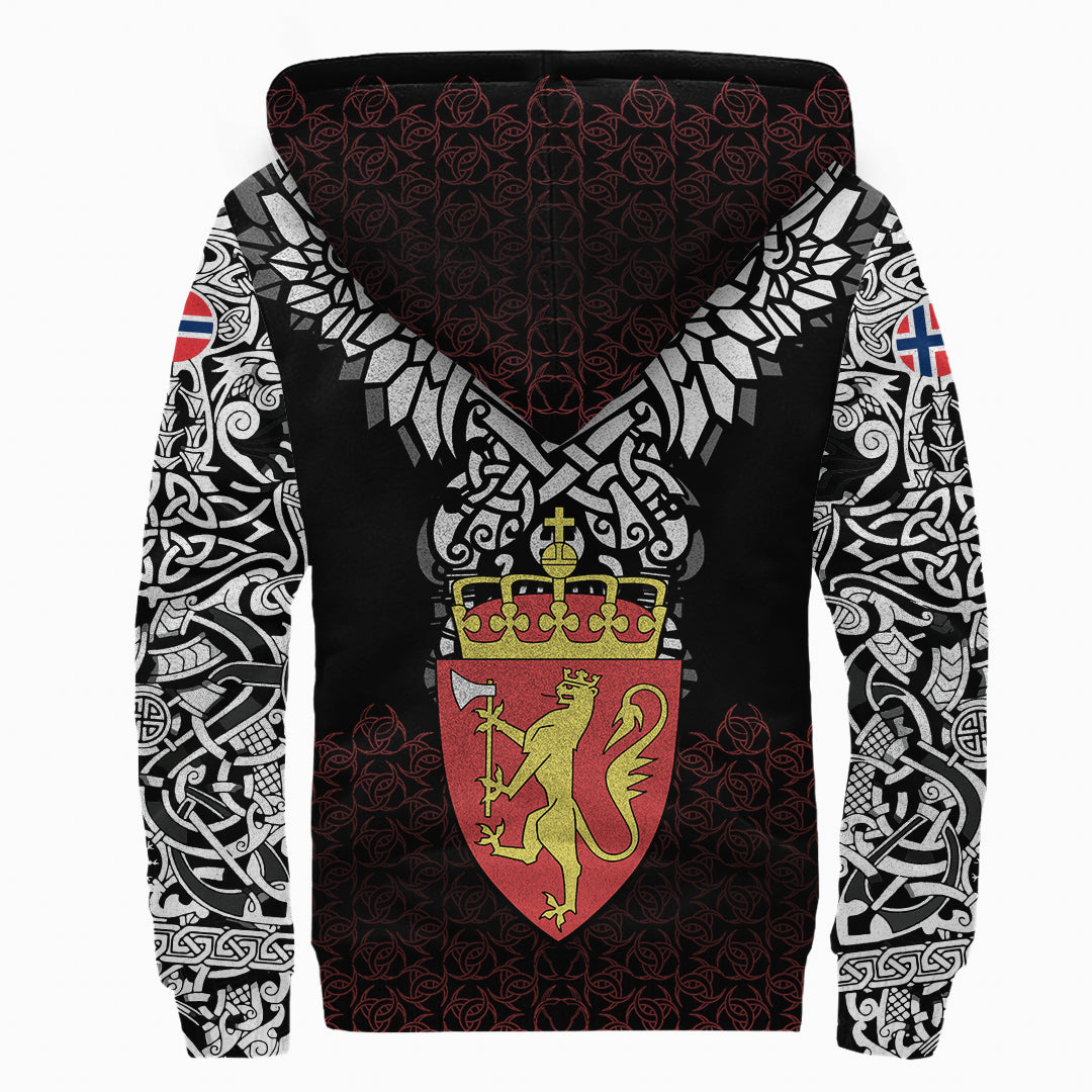Viking Sherpa Hoodie Norway Symbol