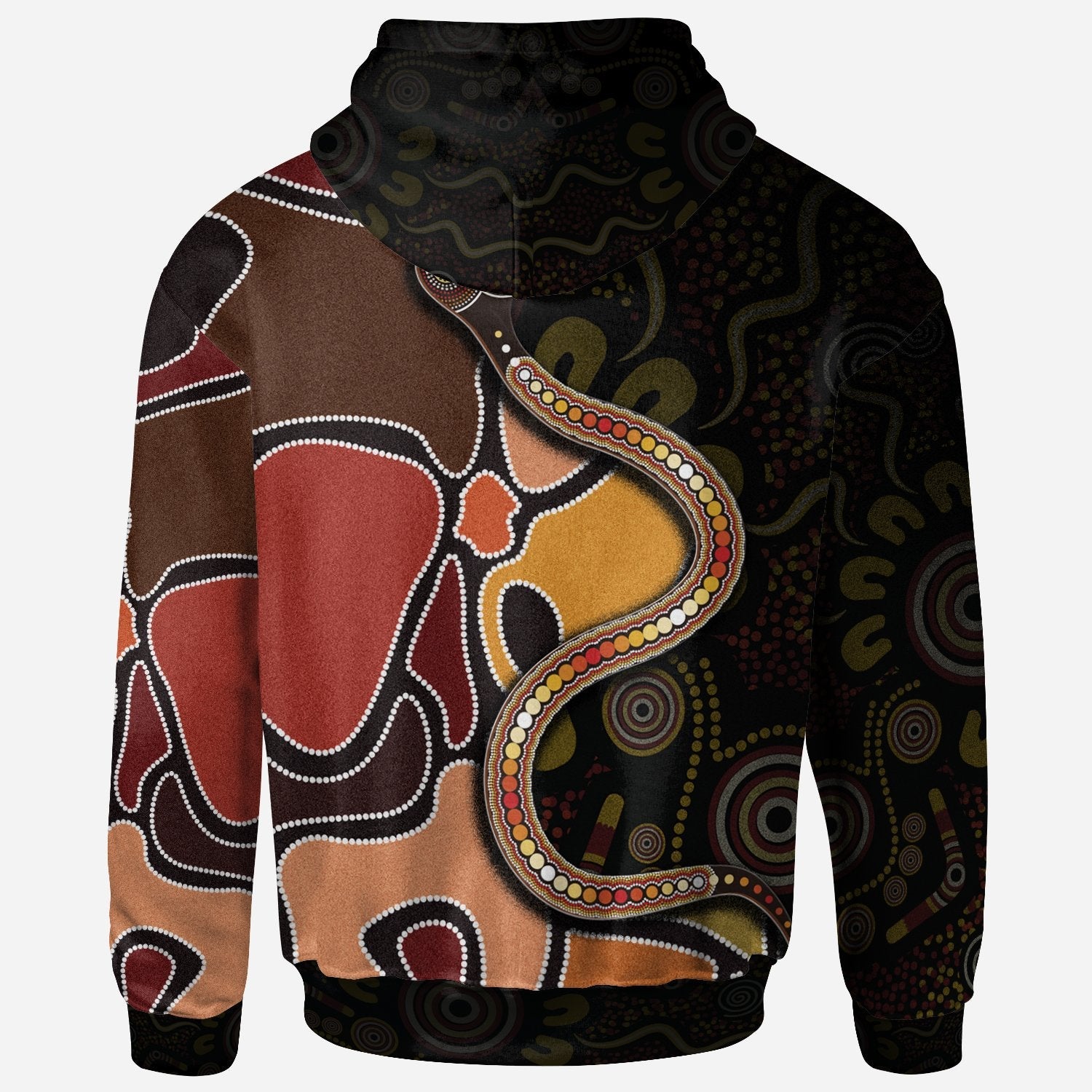 Zip Hoodies - Aboriginal Snake With Dot Painting