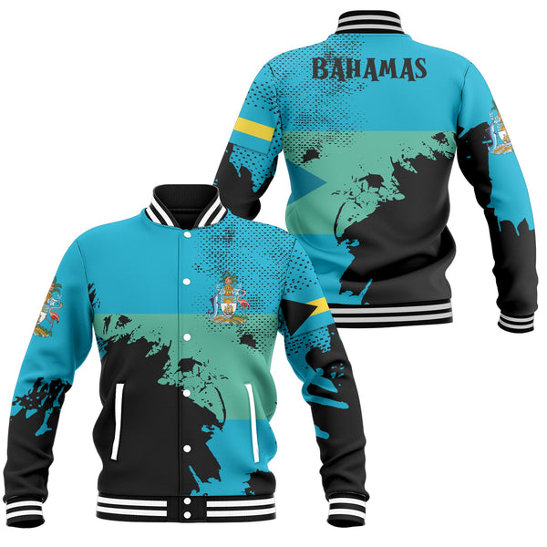 Bahamas Baseball Jacket Flag & Coat Of Arms Paint Style