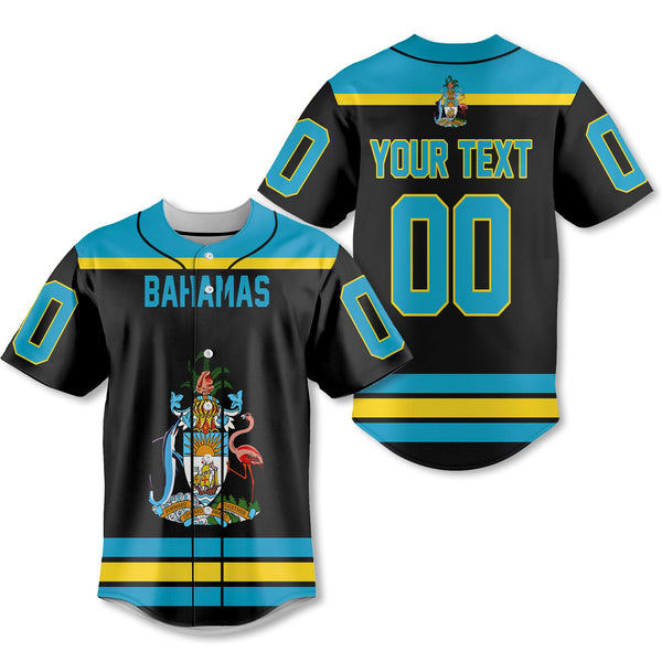 Bahamas Baseball Jersey Flag & Coat Of Arms Hockey Style