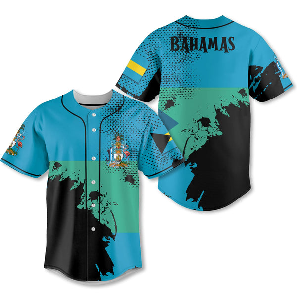 Bahamas Baseball Jersey Flag & Coat Of Arms Paint Style