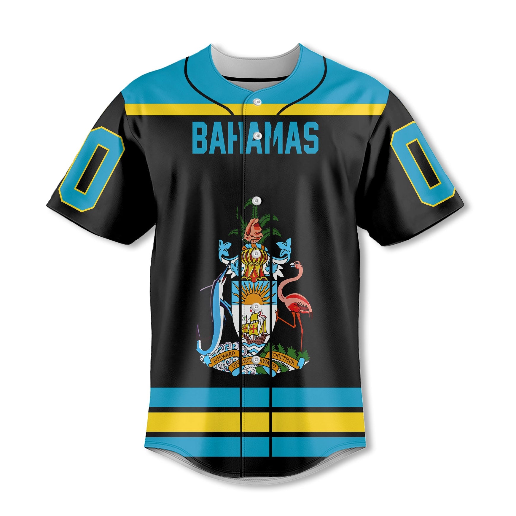 Bahamas Baseball Jersey Flag & Coat Of Arms Hockey Style