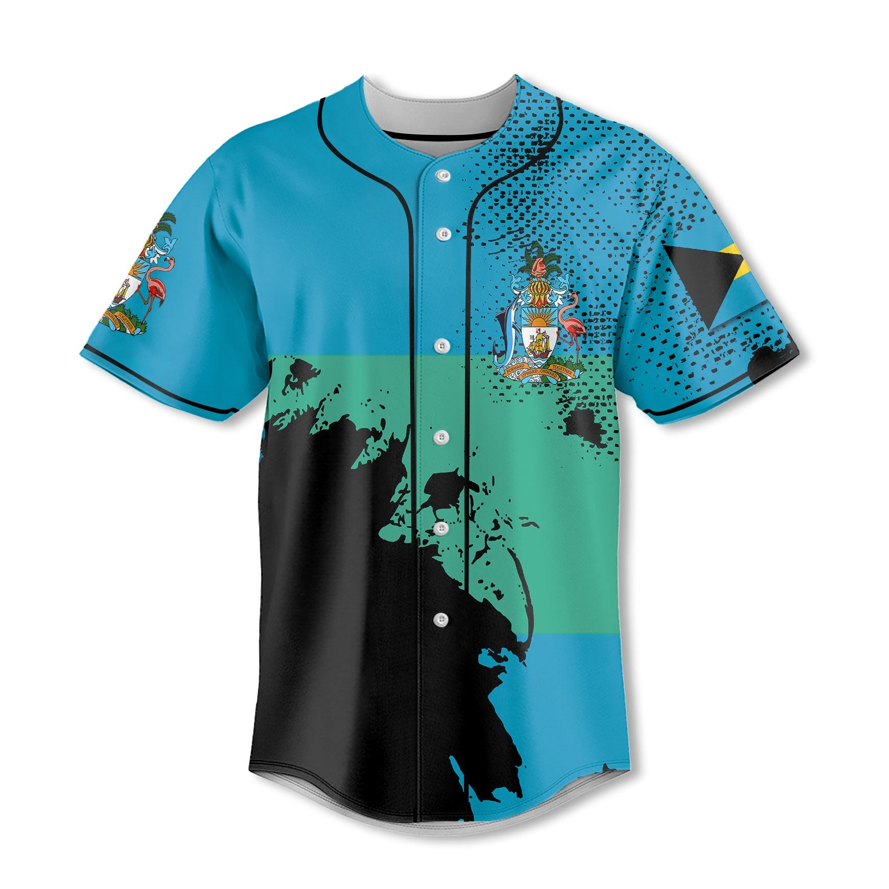 Bahamas Baseball Jersey Flag & Coat Of Arms Paint Style