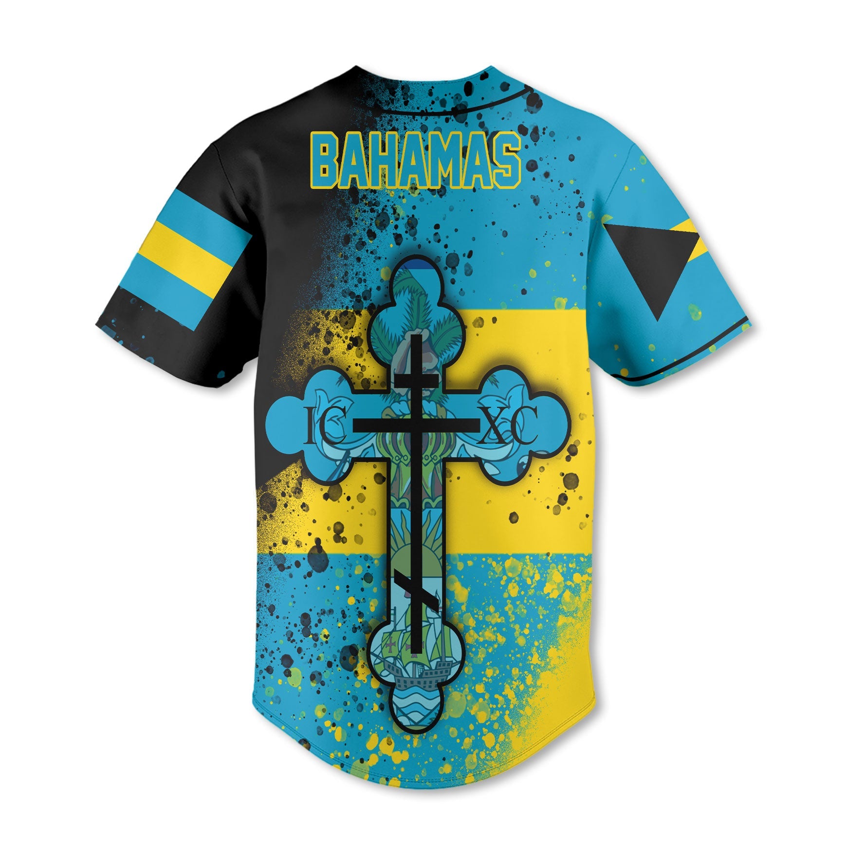 Bahamas Baseball Jersey Flag & Coat Of Arms Orthodox Style