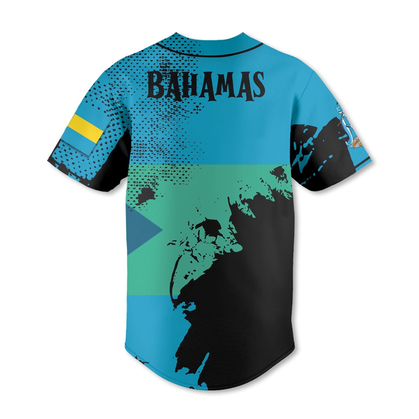 Bahamas Baseball Jersey Flag & Coat Of Arms Paint Style