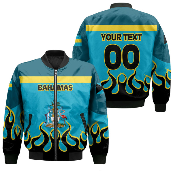 Bahamas Bomber Jacket Flag & Coat Of Arms Fire Hockey Style