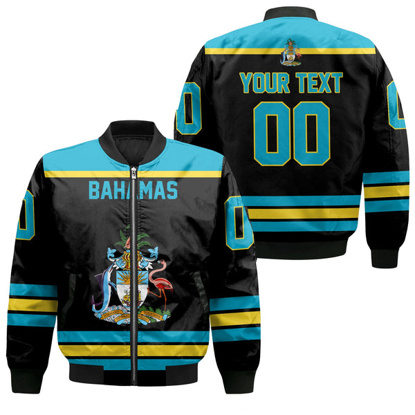 Bahamas Bomber Jacket Flag & Coat Of Arms Hockey Style