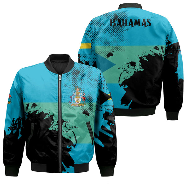 Bahamas Bomber Jacket Flag & Coat Of Arms Paint Style