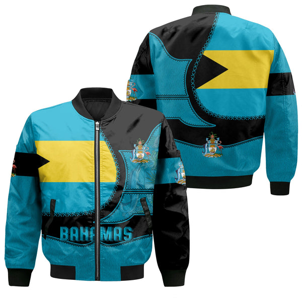 Bahamas Bomber Jacket Flag & Coat Of Arms Leather Style