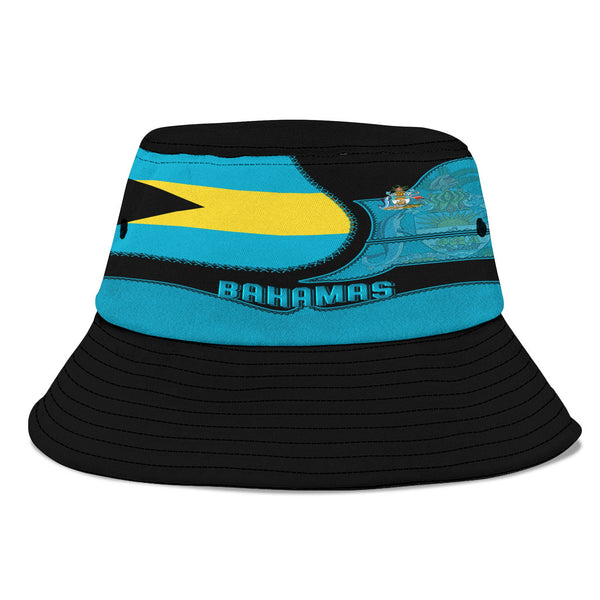 Bahamas Bucket Hat Flag & Coat Of Arms Leather Style