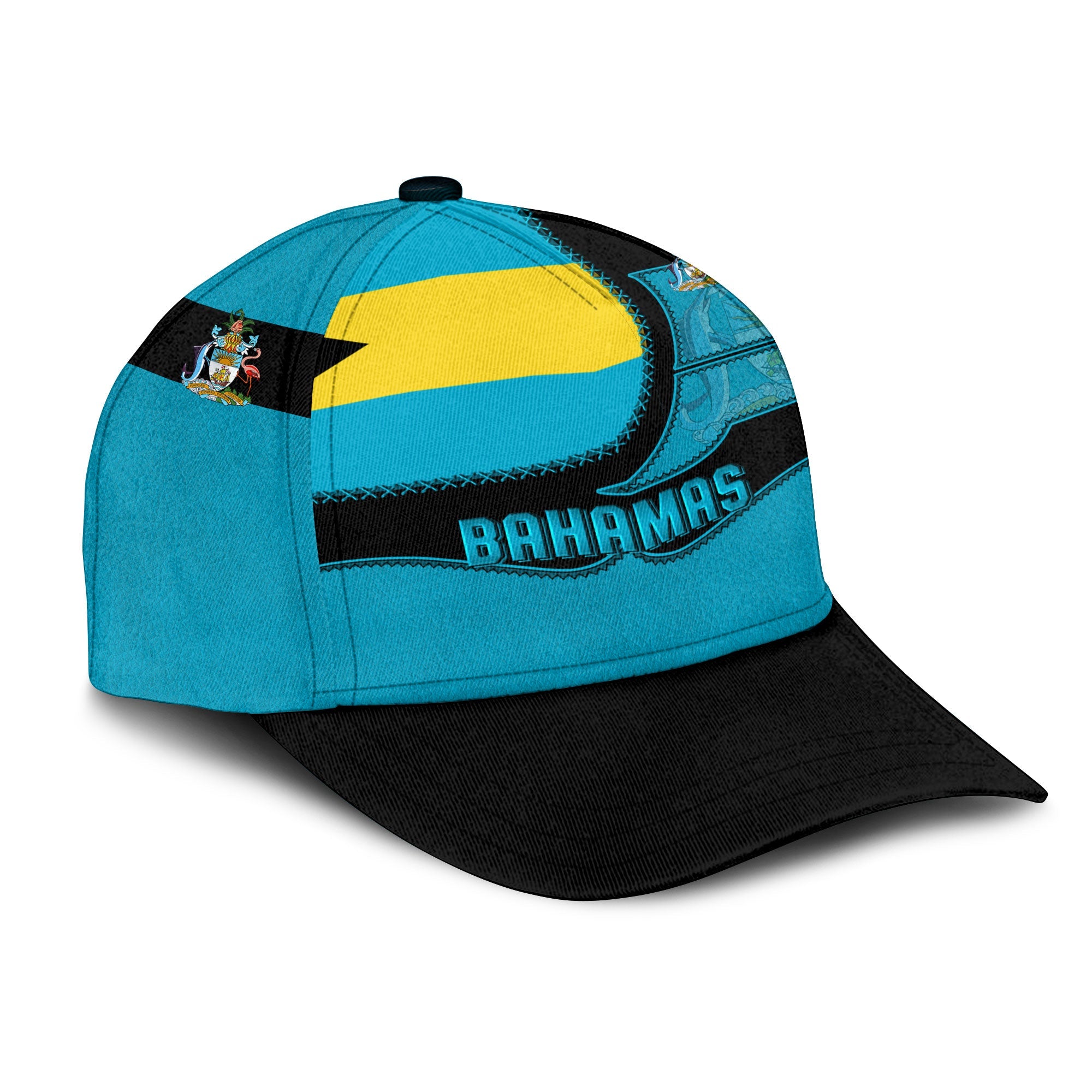 Bahamas Classic Cap Flag & Coat Of Arms Leather Style