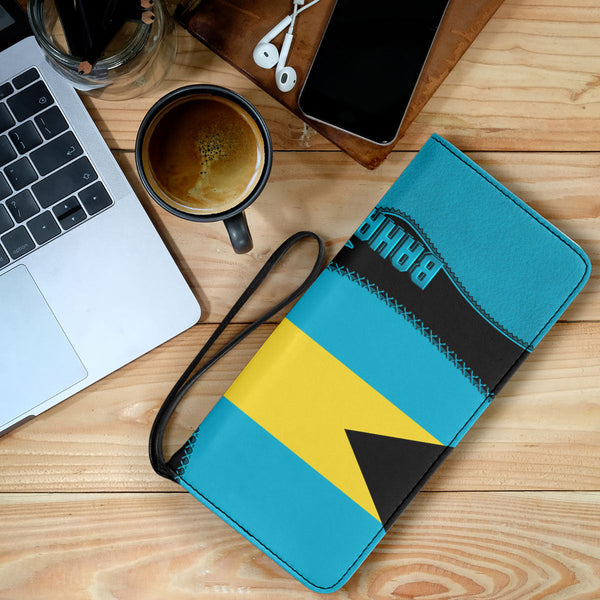 Bahamas Clutch Purse Flag & Coat Of Arms Leather Style