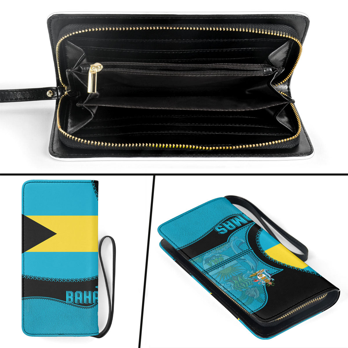 Bahamas Clutch Purse Flag & Coat Of Arms Leather Style