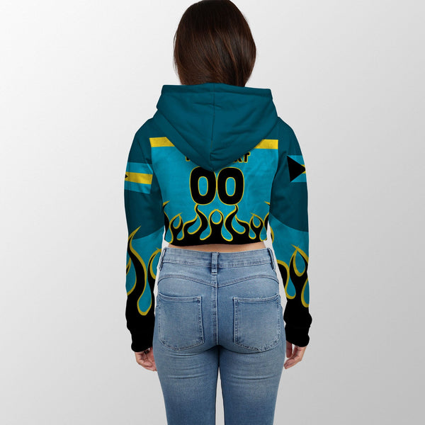 Bahamas Crop Hoodie Flag & Coat Of Arms Fire Hockey Style