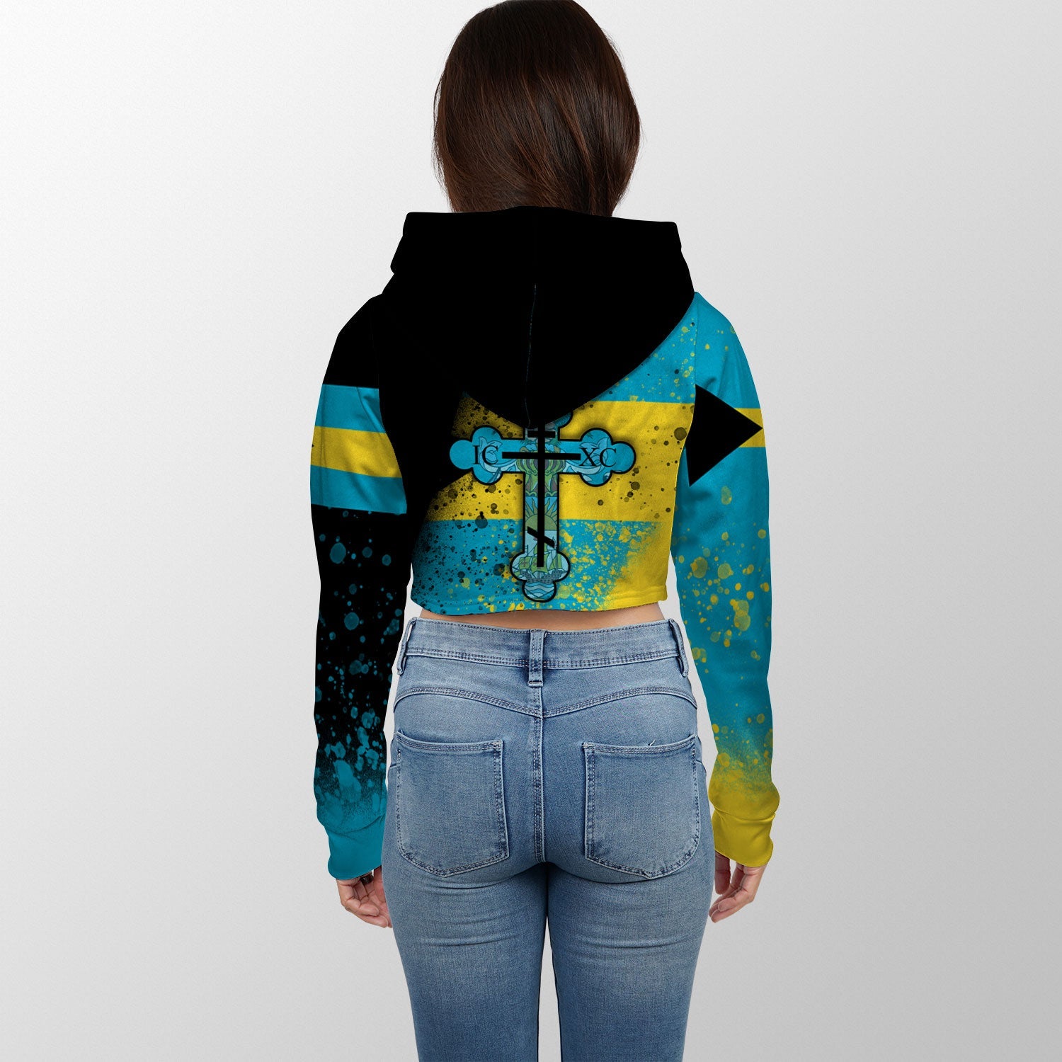 Bahamas Crop Hoodie Flag & Coat Of Arms Orthodox Style