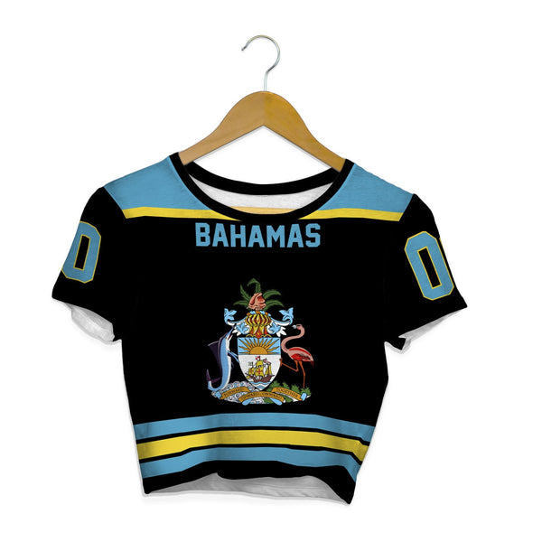 Bahamas Crop Top T Shirt Flag & Coat Of Arms Hockey Style