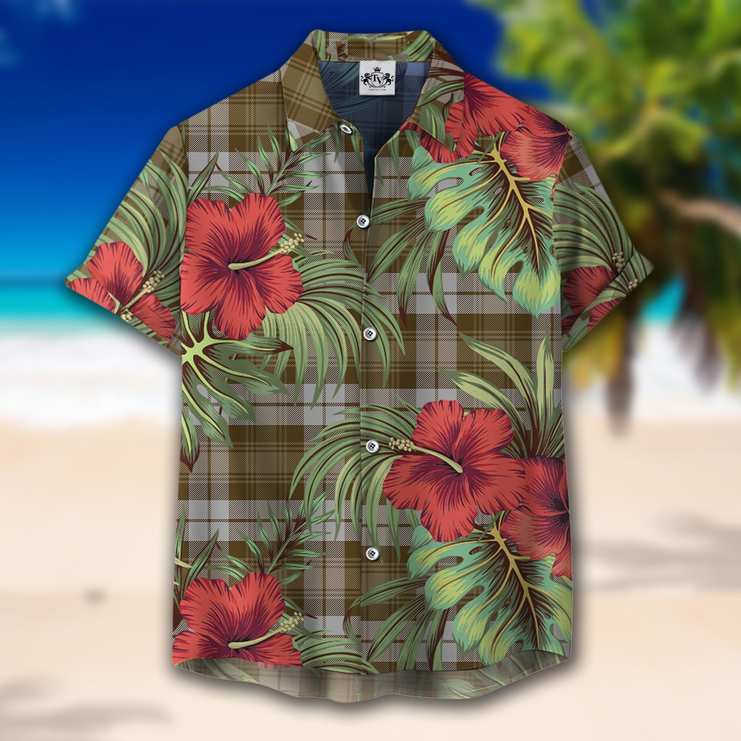 Scottish Tartan Baillie Dress Clan Hawaiian Shirt Hibiscus - Tropical Garden Style