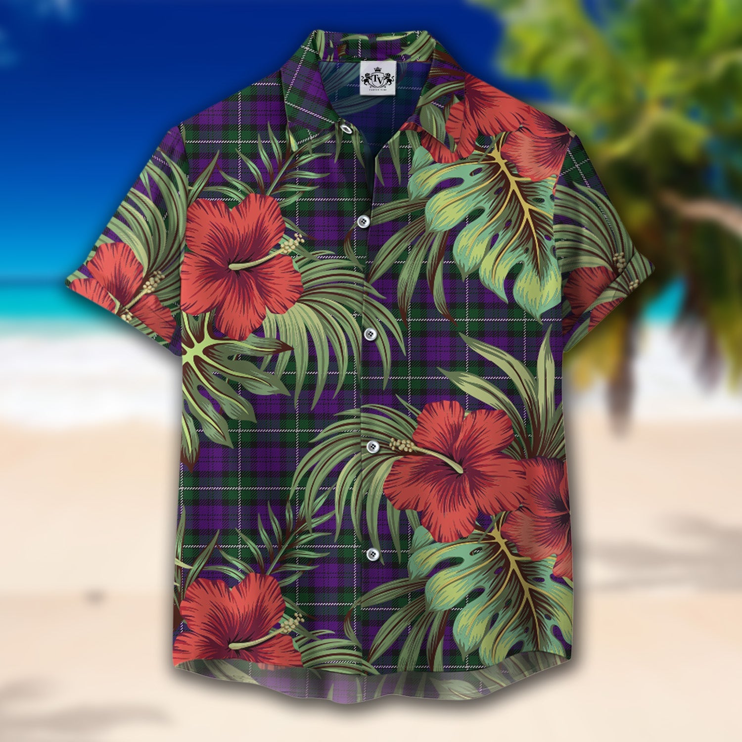 Scottish Tartan Baillie Highland Society Clan Hawaiian Shirt Hibiscus - Tropical Garden Style