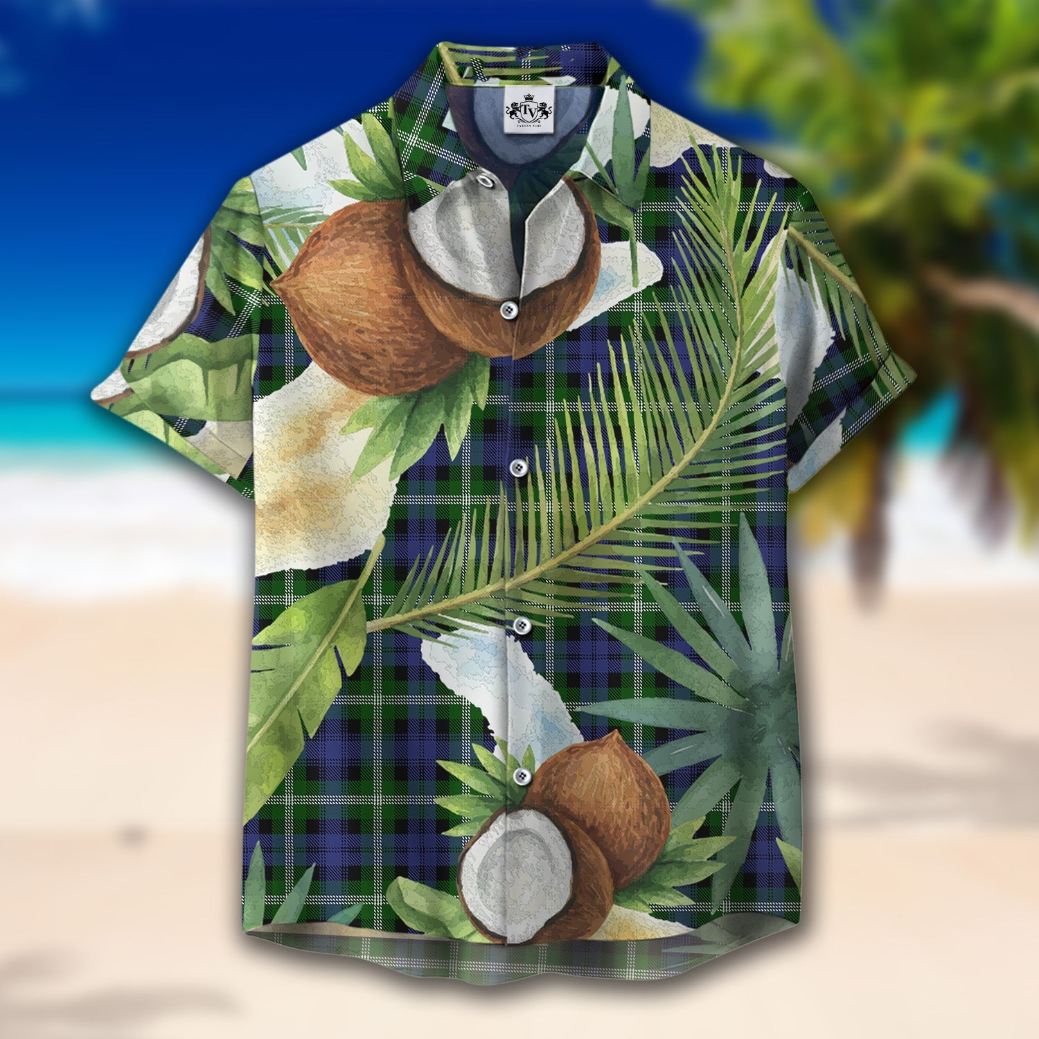 Scottish Tartan Baillie Modern Clan Hawaiian Shirt Hibiscus - Tropical Garden Style