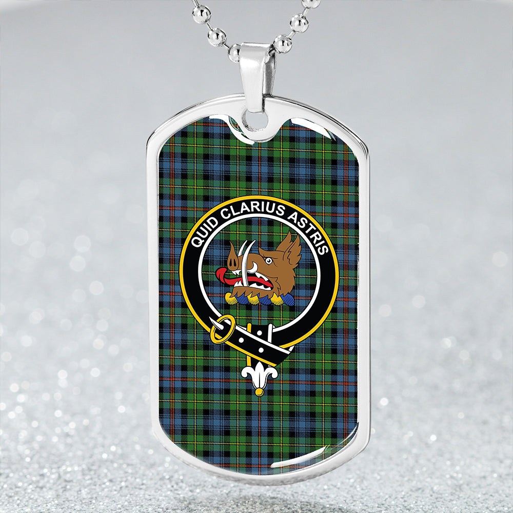 Baillie of Lamington Weathered Clan Badge Classic Tartan Dog Tag Necklace
