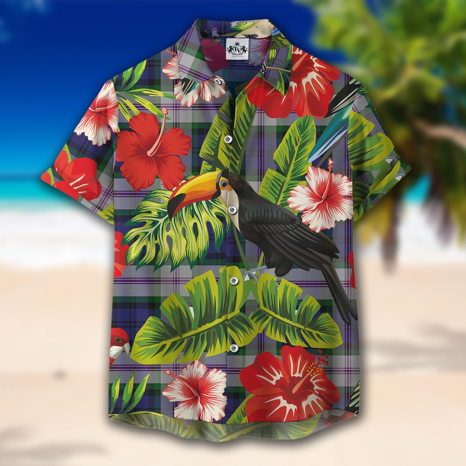 Scottish Tartan Baird Dress Clan Hawaiian Shirt Hibiscus - Tropical Garden Style