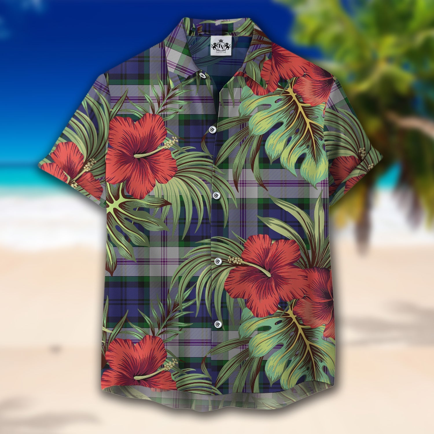 Scottish Tartan Baird Dress Clan Hawaiian Shirt Hibiscus - Tropical Garden Style