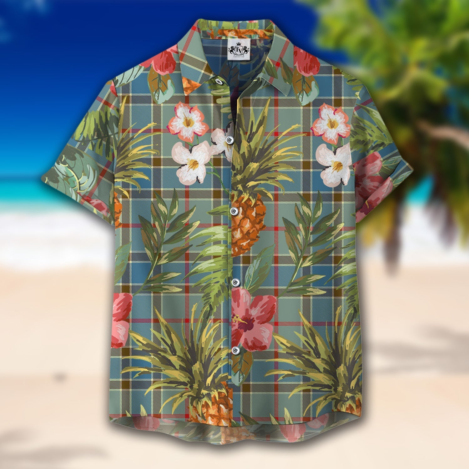 Scottish Tartan Balfour Blue Clan Hawaiian Shirt Hibiscus - Tropical Garden Style