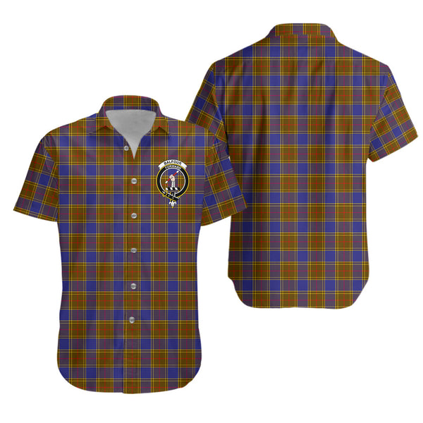 Scottish Tartan Balfour Modern Clan Short Sleeve Casual Shirt Crest Style