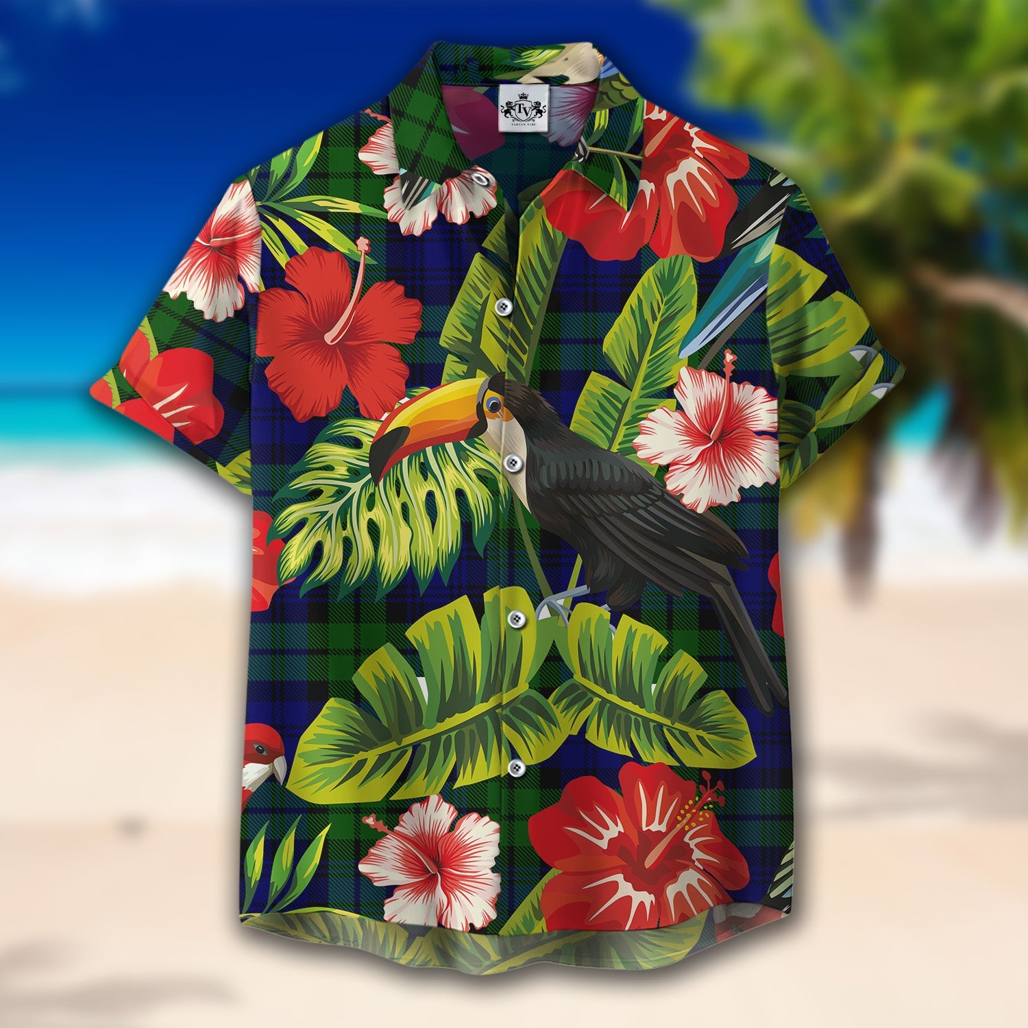 Scottish Tartan Bannatyne Clan Hawaiian Shirt Hibiscus - Tropical Garden Style