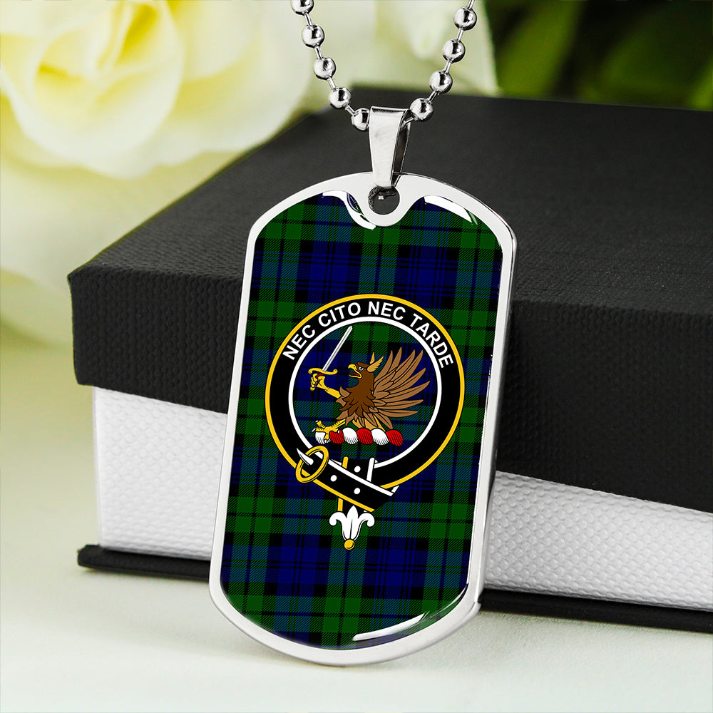 Bannatyne Clan Badge Classic Tartan Dog Tag Necklace