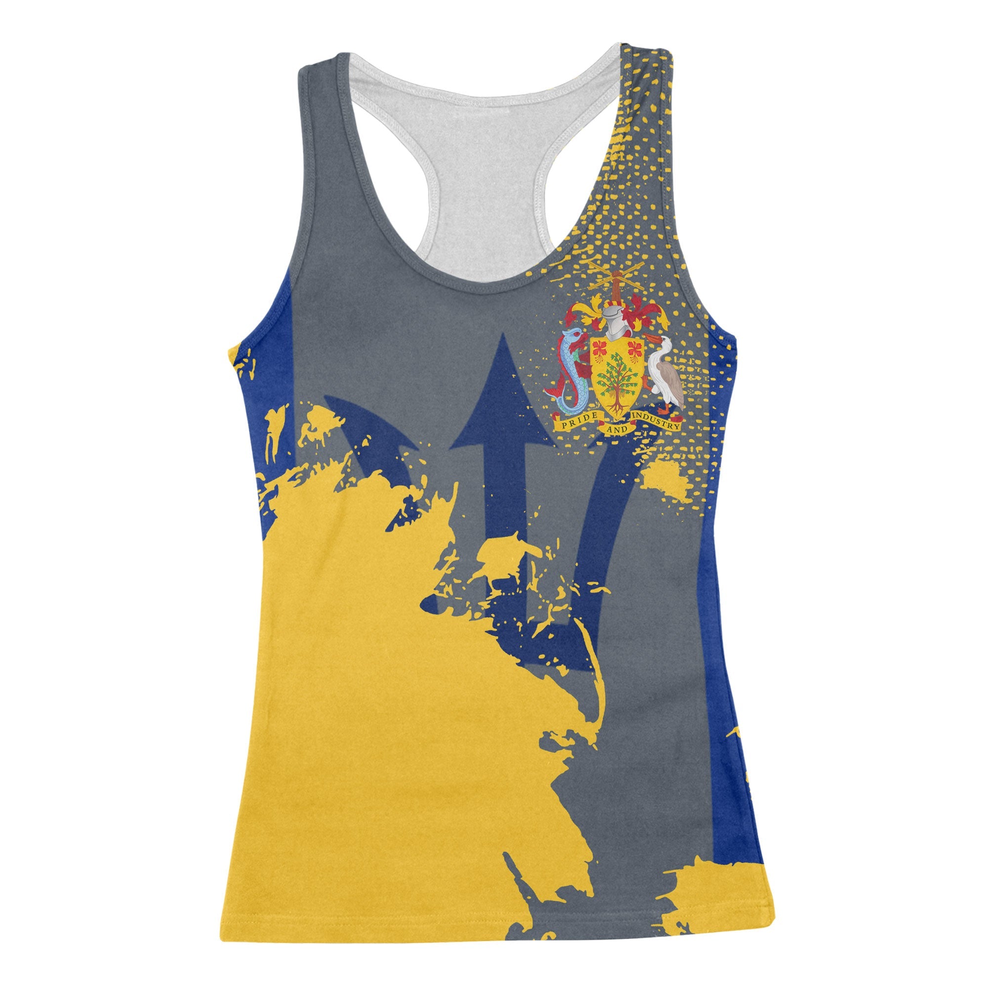 Barbados Women Tank Top Flag & Coat Of Arms Paint Style