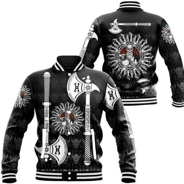 Custom Viking Baseball Jacket Skull Warrior Dead Hero with Hammer