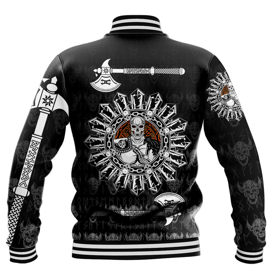 Custom Viking Baseball Jacket Skull Warrior Dead Hero with Hammer