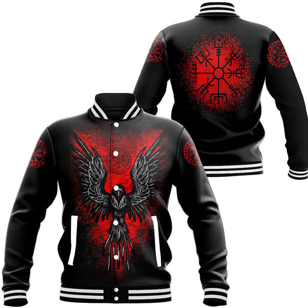 Viking Baseball Jacket Viking Raven Vegvisir