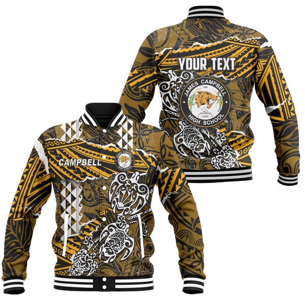 Hawaii James Campbell High School Custom Baseball Jacket Polynesian Turtle Style